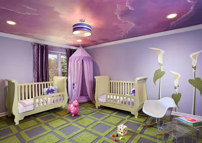 Фиолетовые натяжные потолки